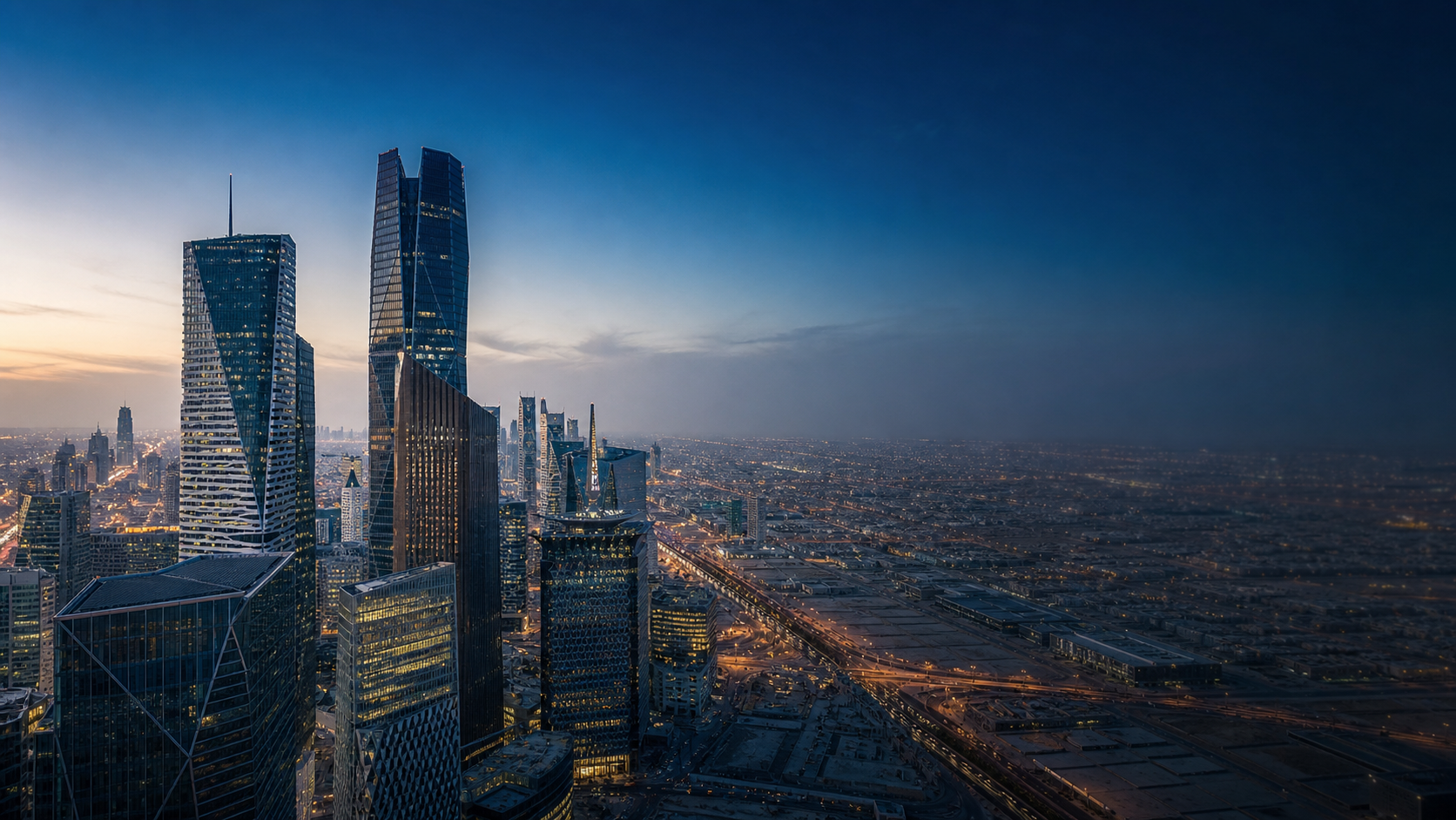 The previously approved Riyadh aerial Home visual reused in the Who We Are section.
