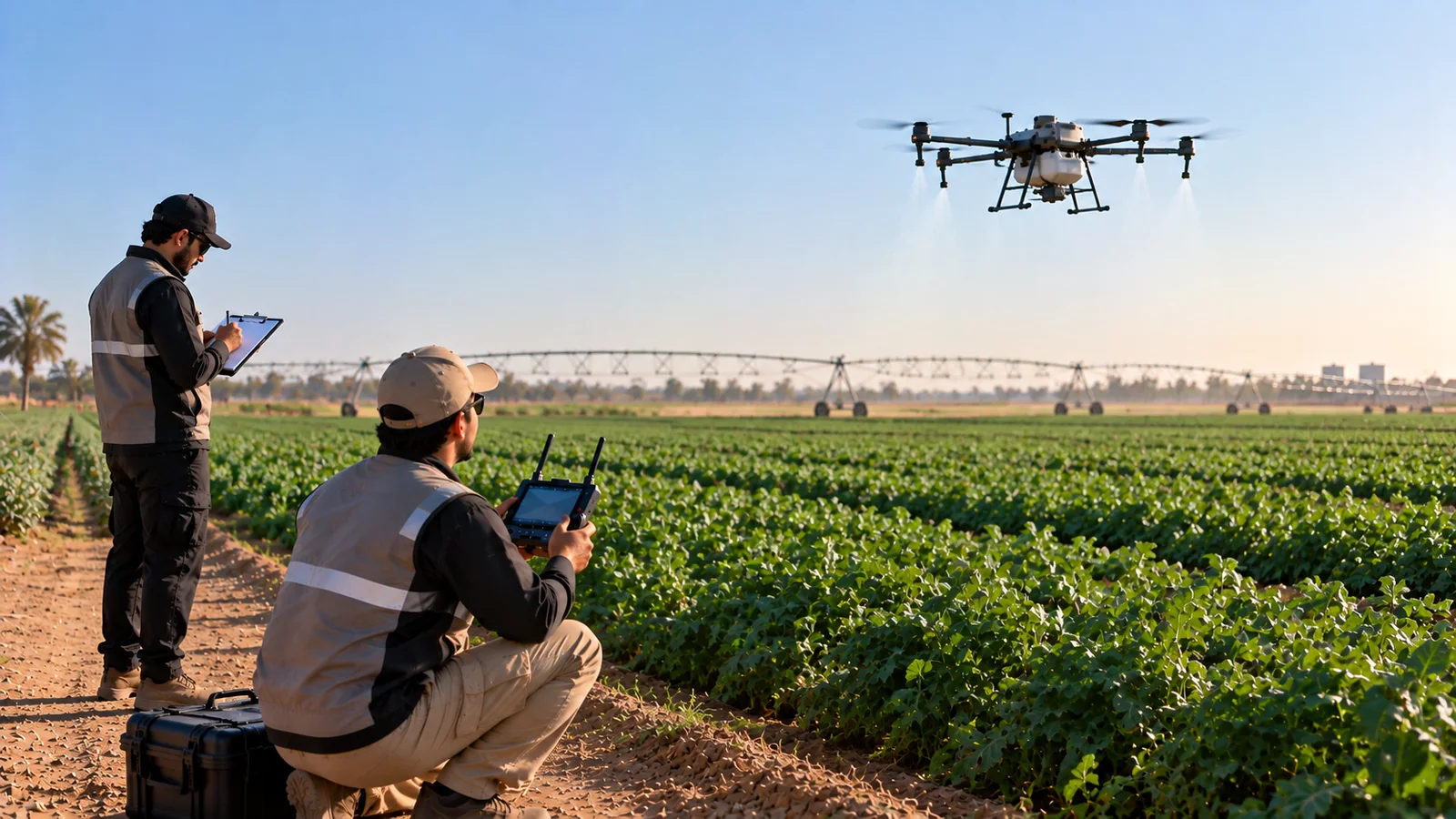 A field UAS operation over an agricultural site.